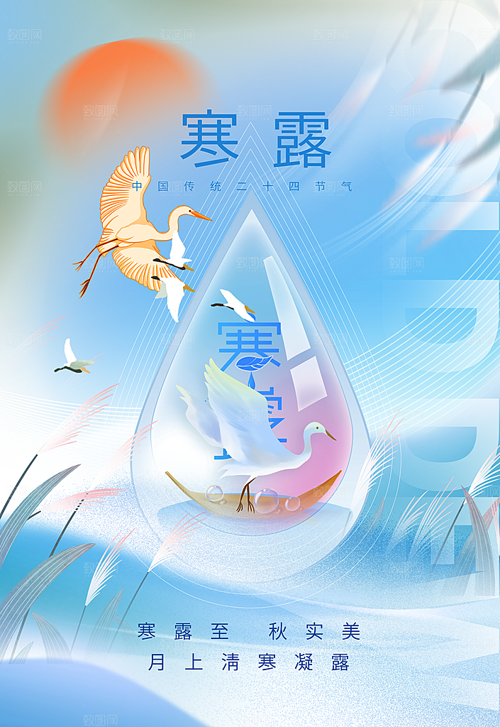 寒露节气平面海报
