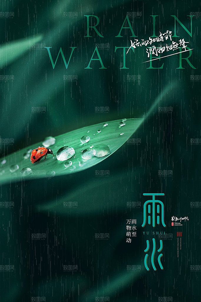 雨水节气宣传推广海报