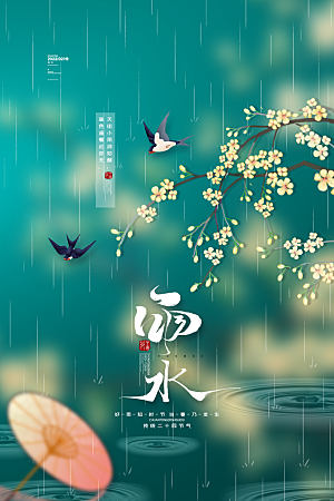 雨水节气宣传推广海报