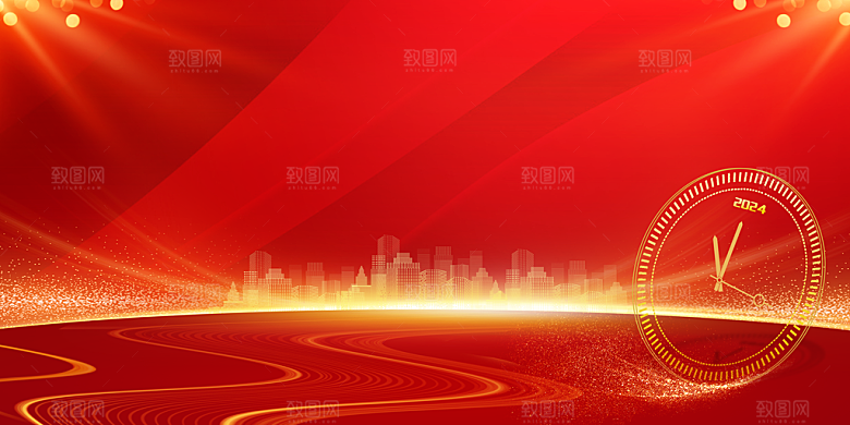 2024龙年科技红色海报背景