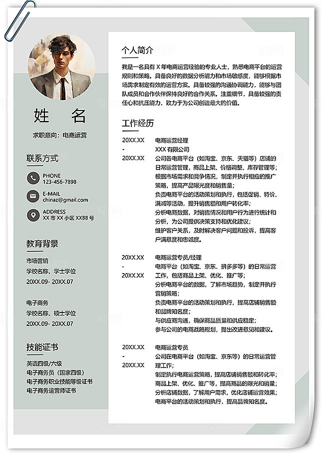 电商运营通用个人简历模板