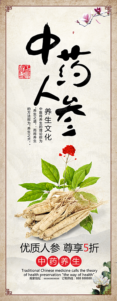 中药养生活动宣传展架易拉版