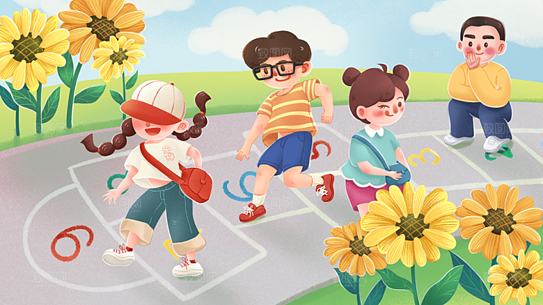 61儿童节可爱卡通插画海报