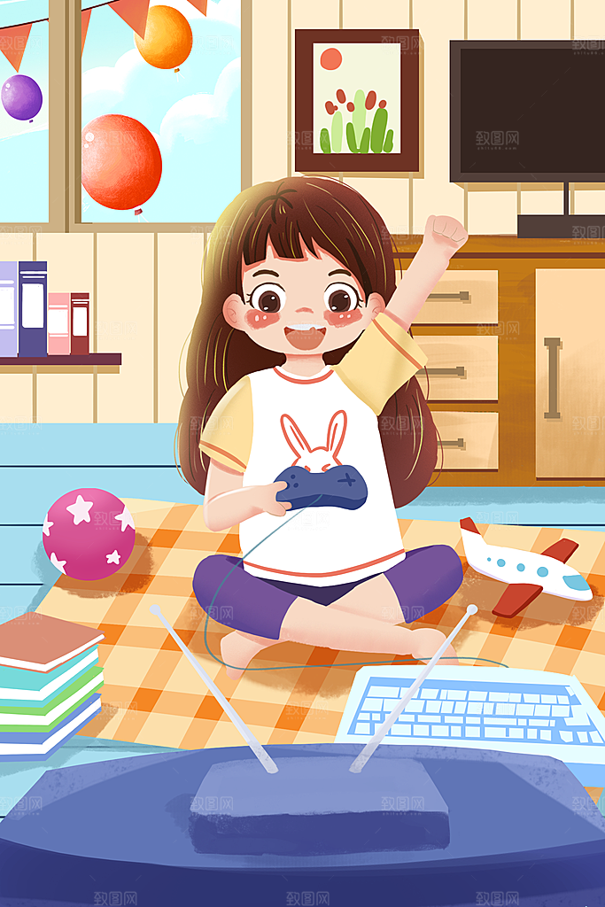 61儿童节可爱卡通插画海报