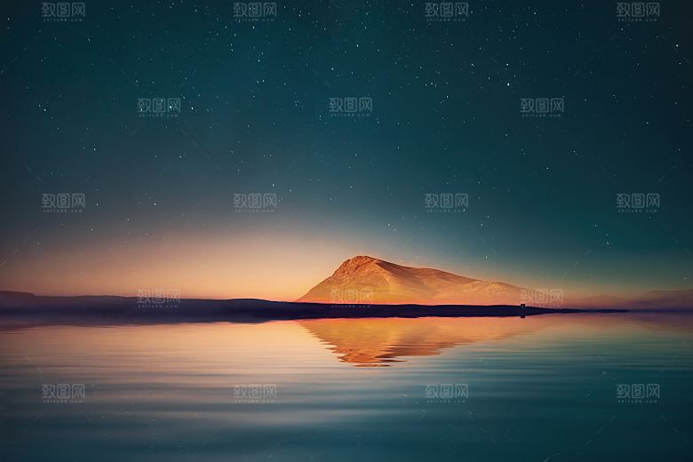 山川湖泊唯美星空图片
