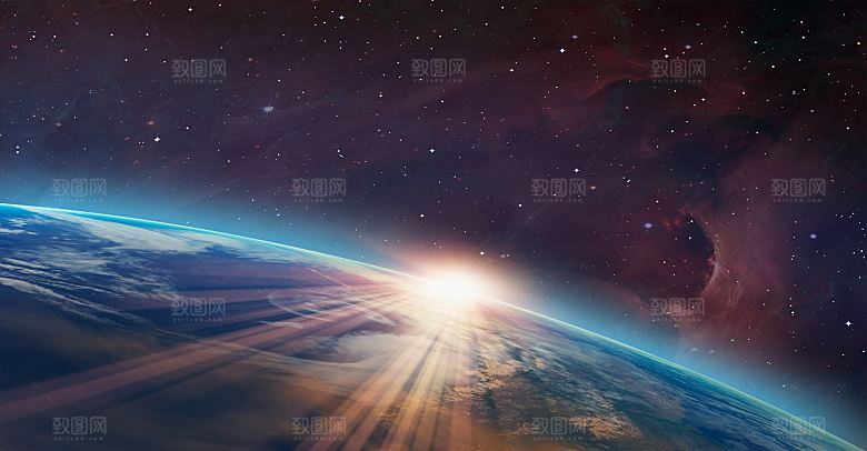 太空宇宙地球升起的行星图片
