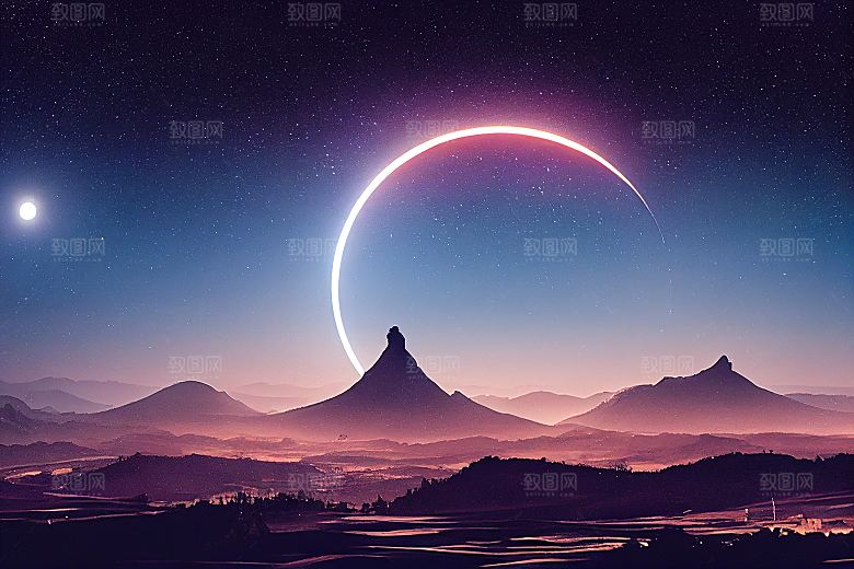 唯美夜空星月景观图片