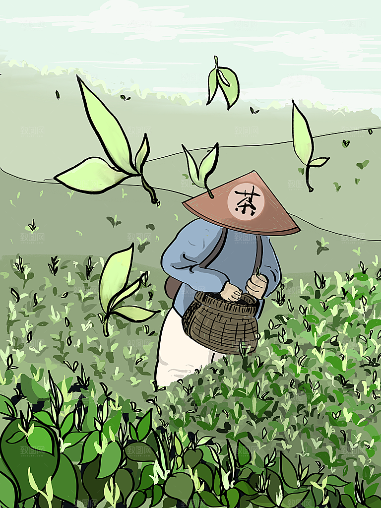 国潮风茶道茶叶文化插画海报