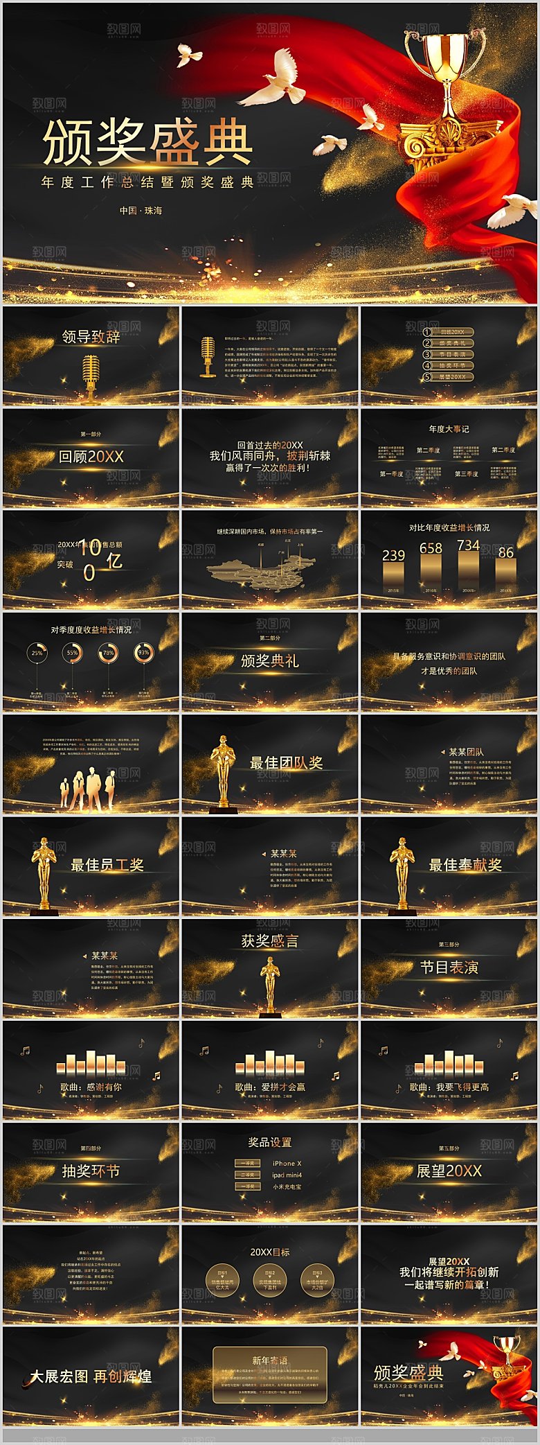 年会总结颁奖典礼PPT企业表彰大会