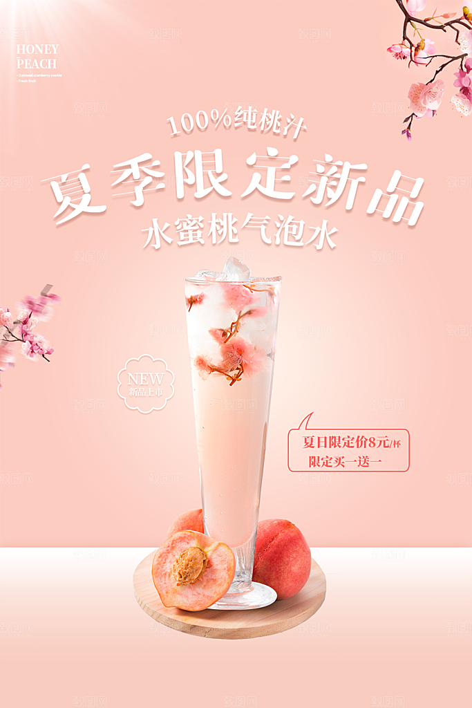 创意美食冷饮冰淇淋奶茶促销海报