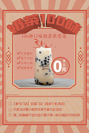 创意美食冷饮冰淇淋奶茶促销海报
