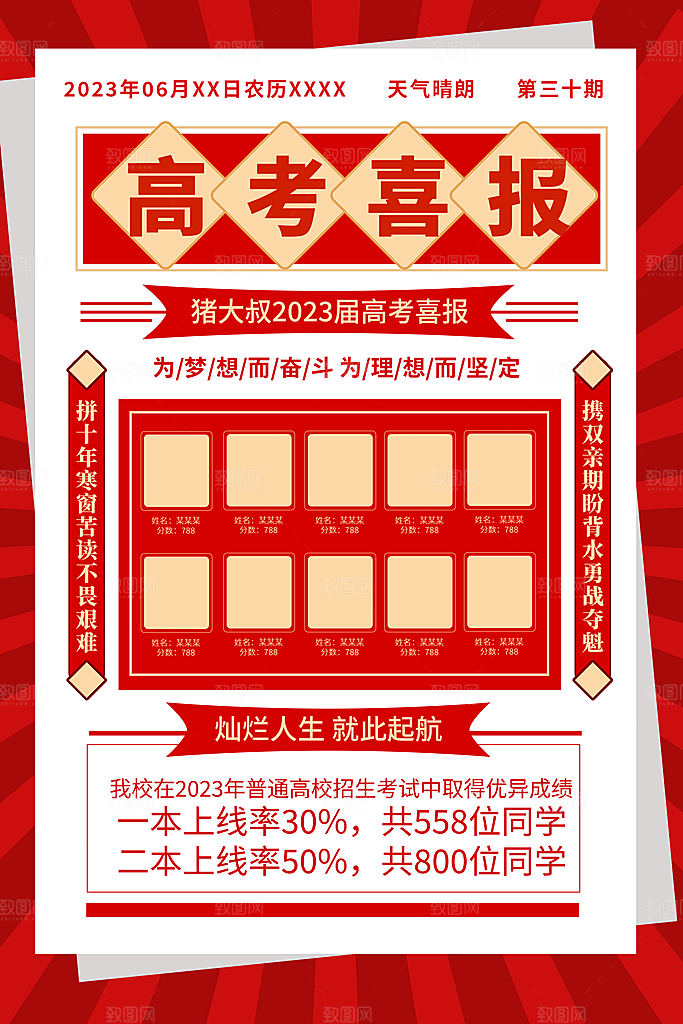 高考喜报宣传海报