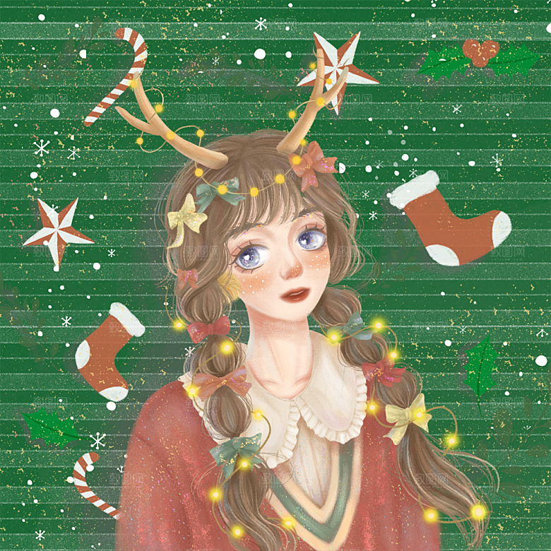 可爱卡通平安夜圣诞节老人插画海报