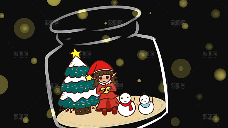 可爱卡通平安夜圣诞节老人插画海报