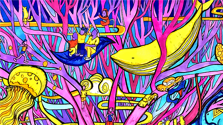 涂鸦炫酷插画简约大气海报