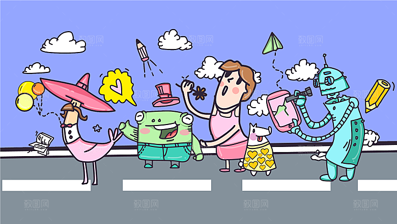 涂鸦炫酷插画简约大气海报