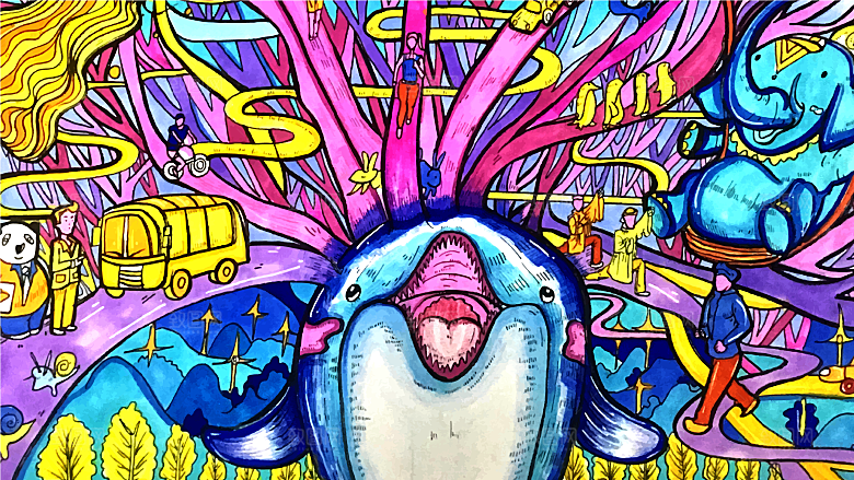 涂鸦炫酷插画简约大气海报