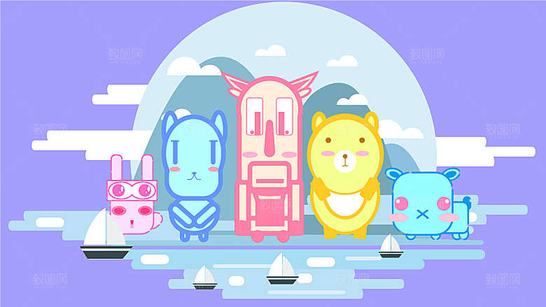 涂鸦炫酷插画简约大气海报