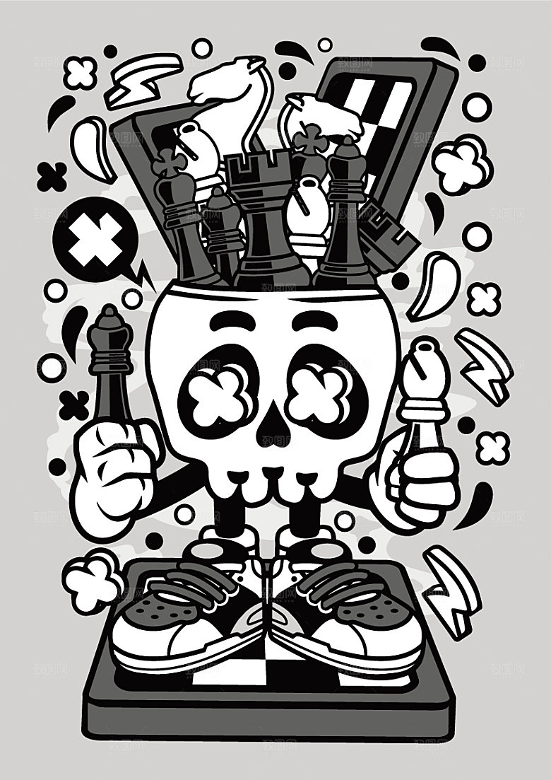 涂鸦炫酷插画简约大气海报