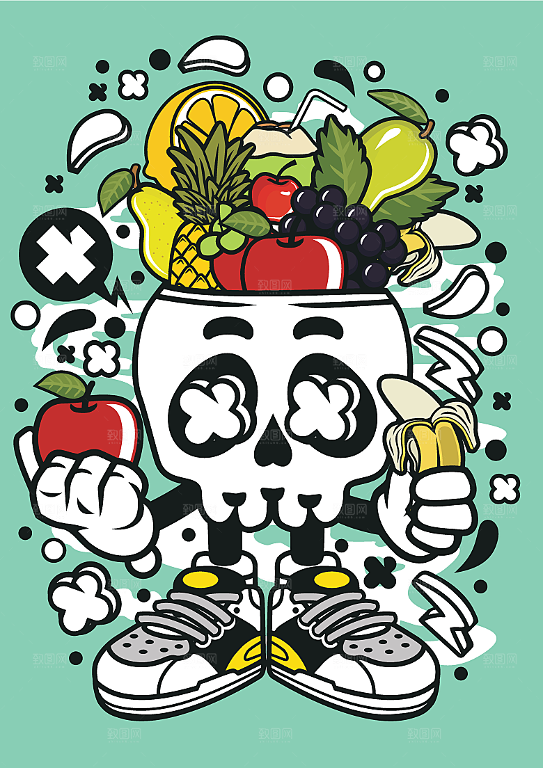 涂鸦炫酷插画简约大气海报
