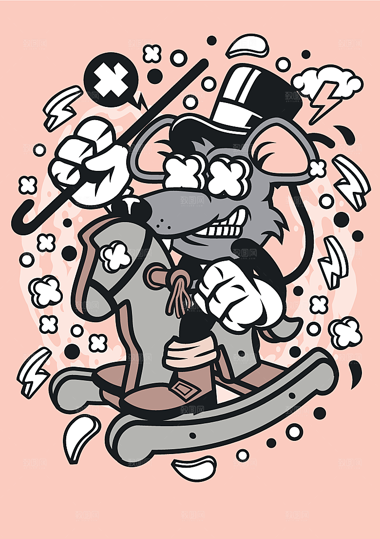 涂鸦炫酷插画简约大气海报