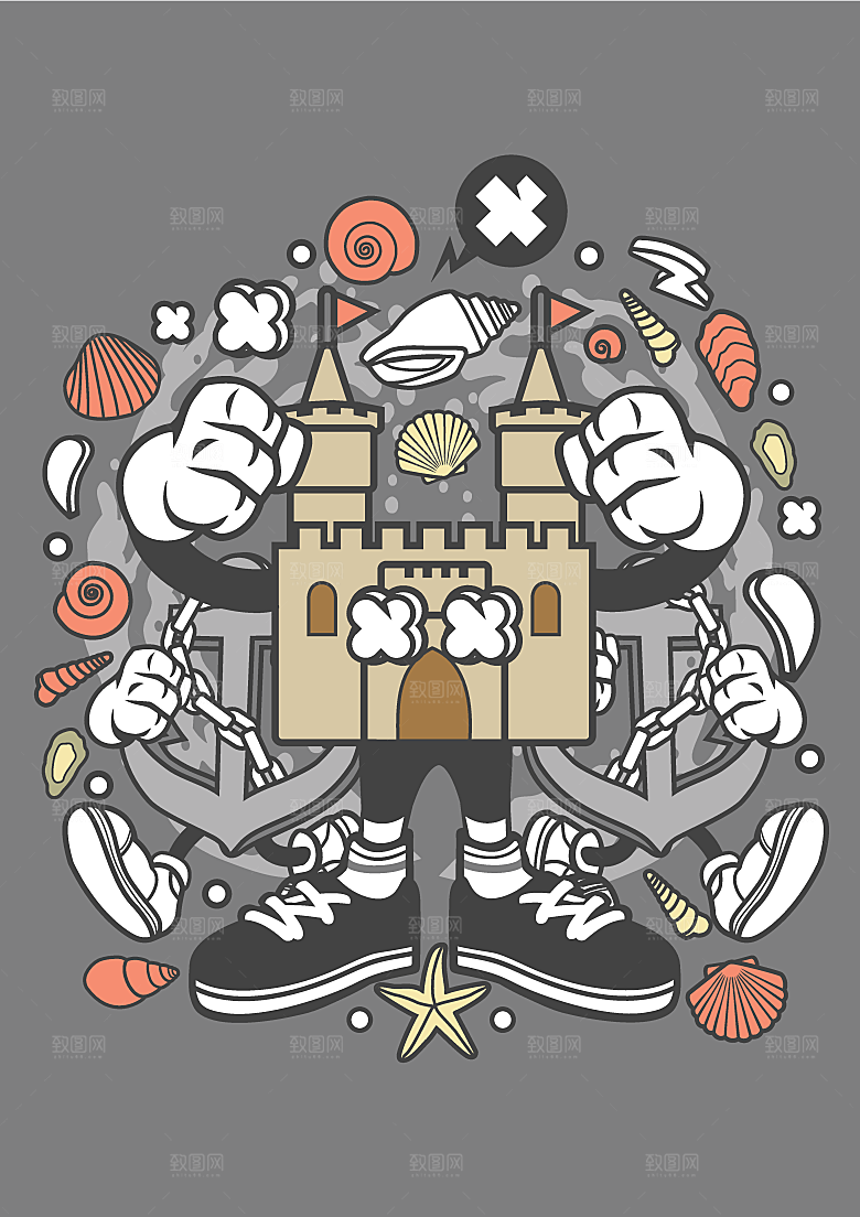 涂鸦炫酷插画简约大气海报