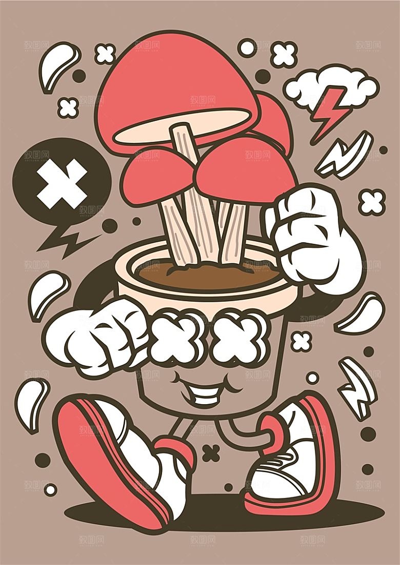 涂鸦炫酷插画简约大气海报