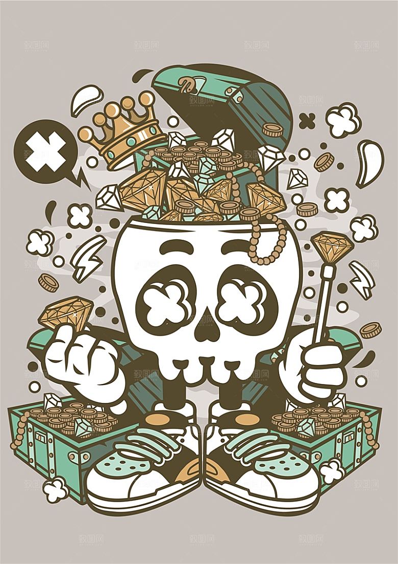 涂鸦炫酷插画简约大气海报
