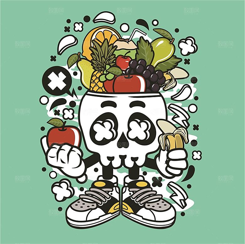 涂鸦炫酷插画简约大气海报