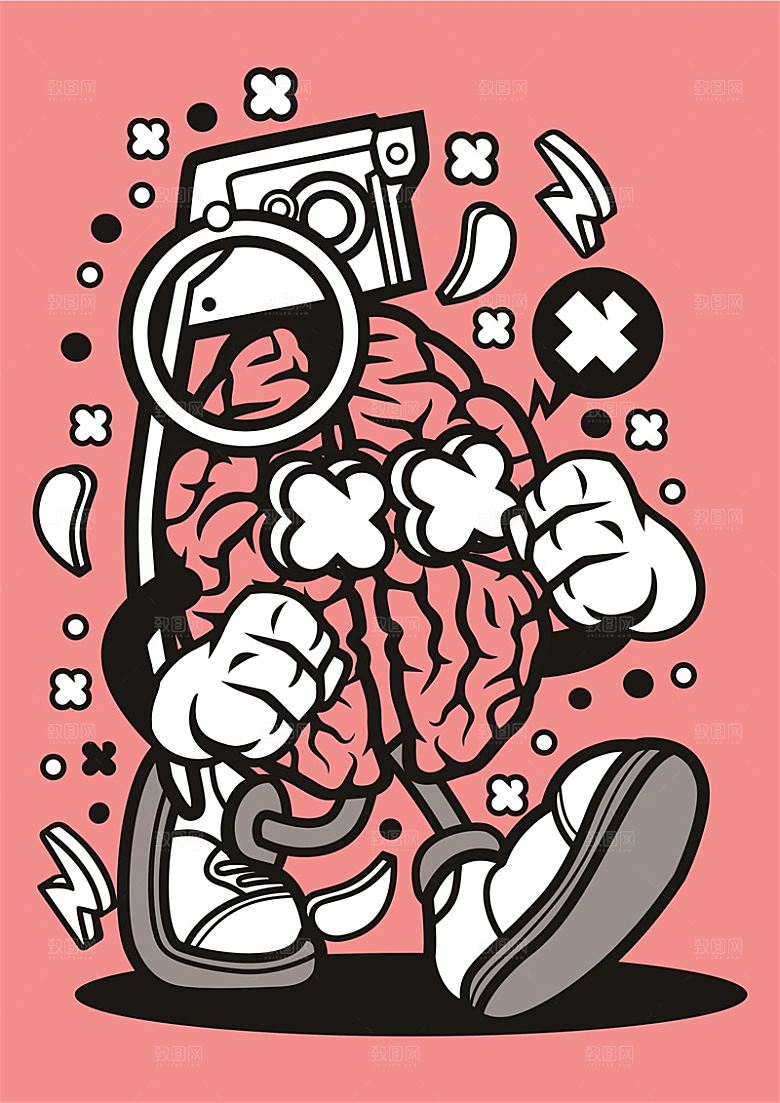 涂鸦炫酷插画简约大气海报