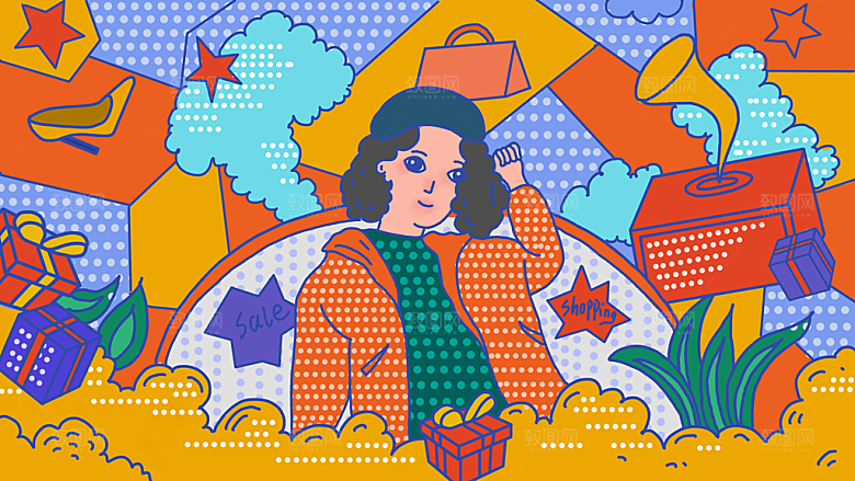 涂鸦炫酷插画简约大气海报