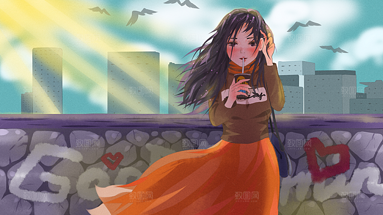 涂鸦炫酷插画简约大气海报