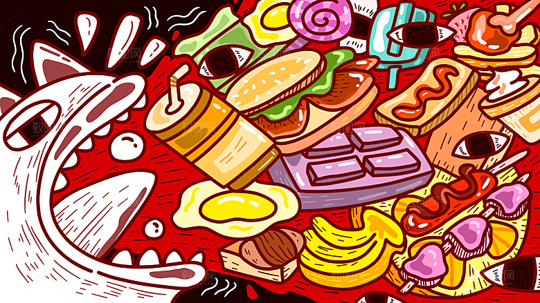 涂鸦炫酷插画简约大气海报
