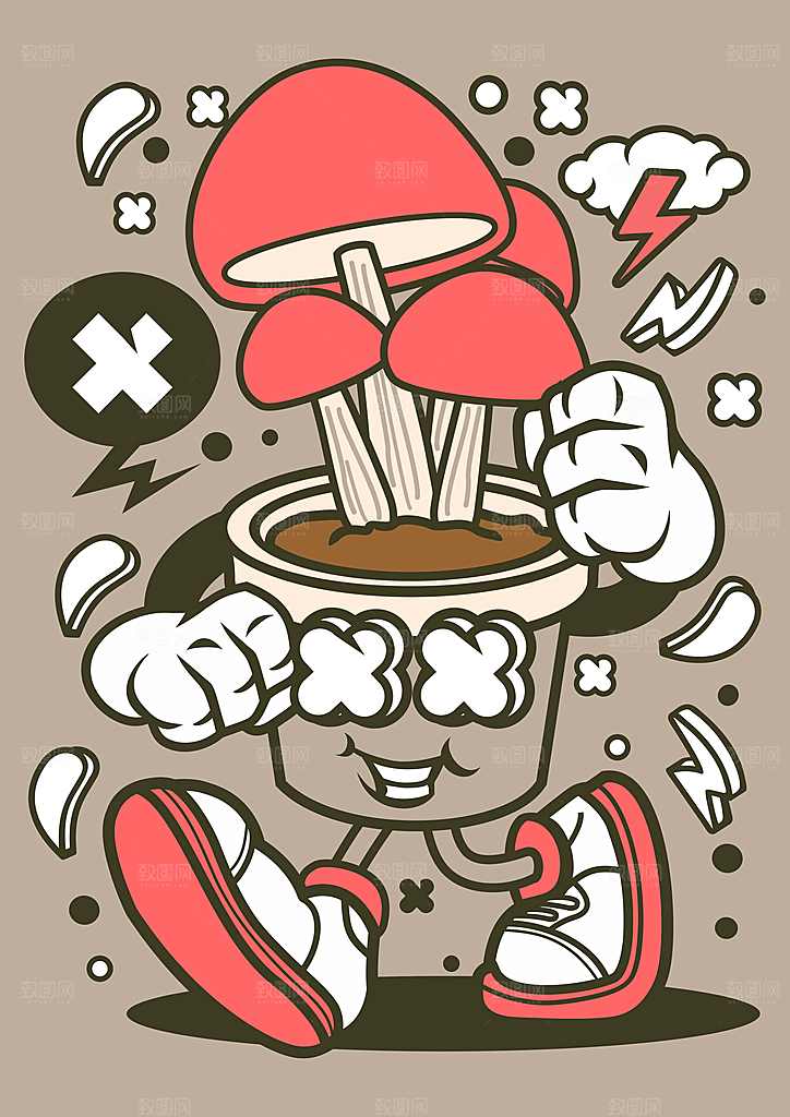 涂鸦炫酷插画简约大气海报
