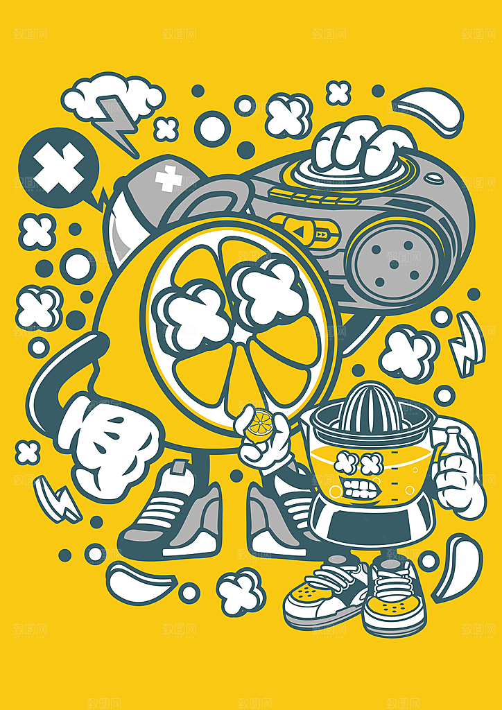 涂鸦炫酷插画简约大气海报