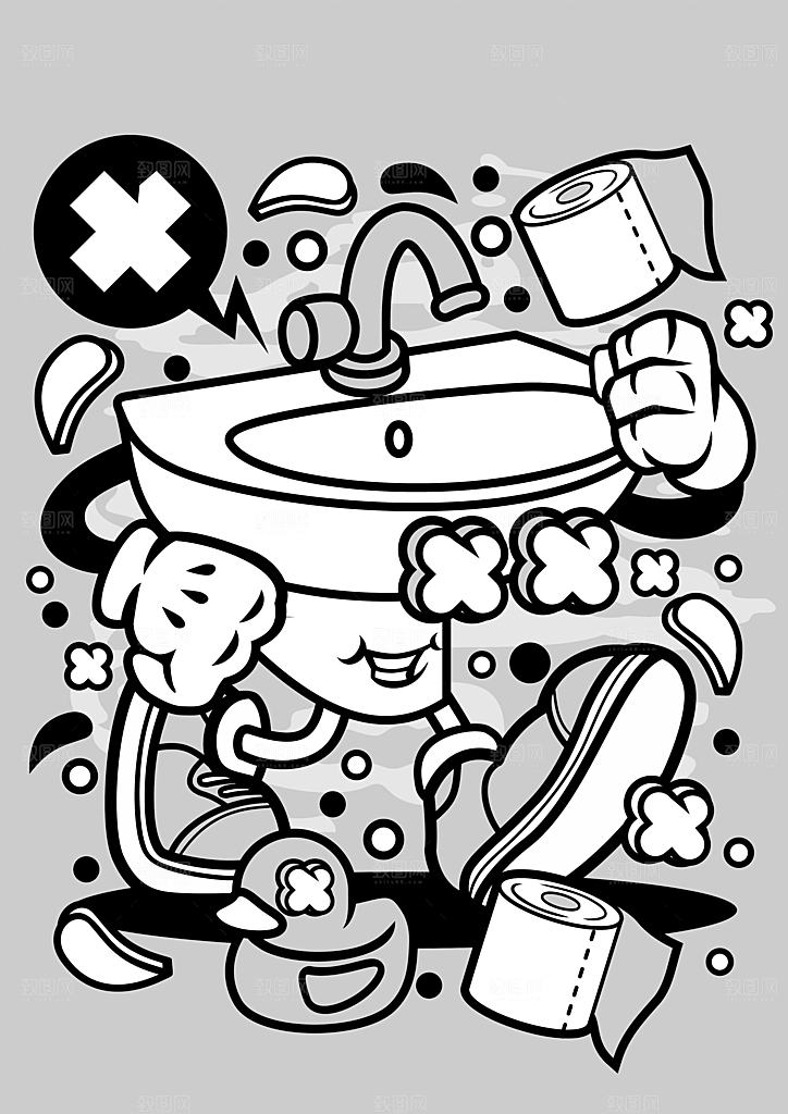 涂鸦炫酷插画简约大气海报