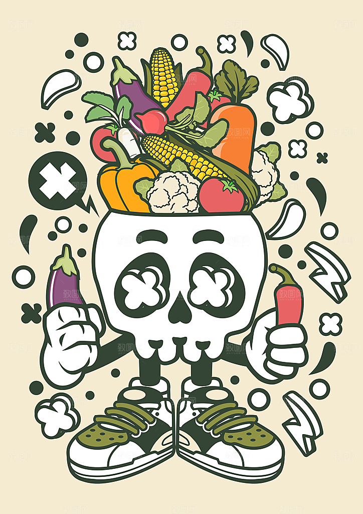 涂鸦炫酷插画简约大气海报