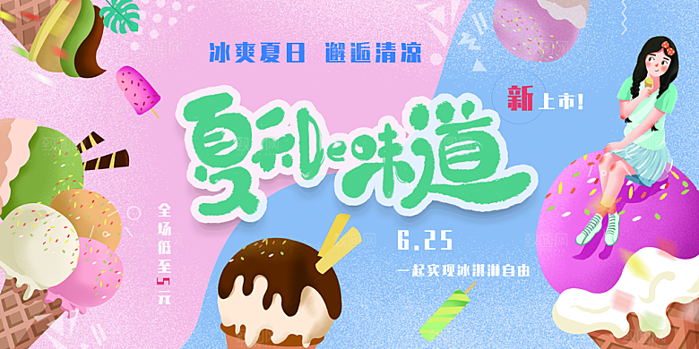 奶茶冰淇淋美食宣传展板