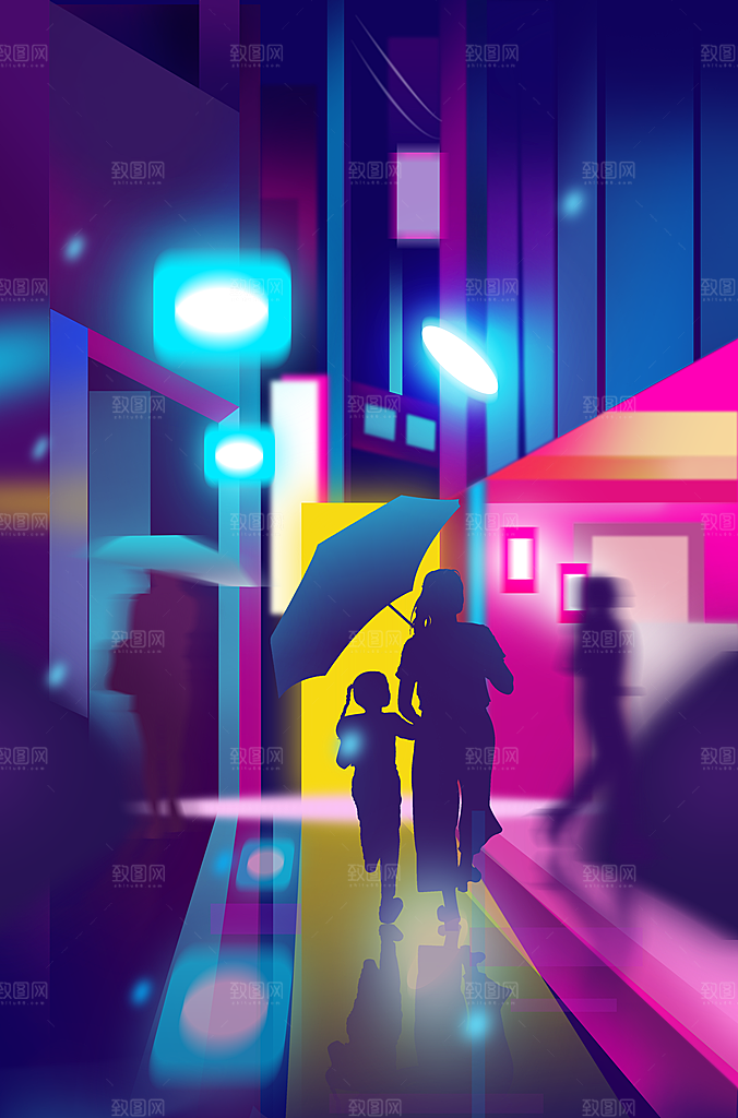 卡通母亲节简约大气插画海报
