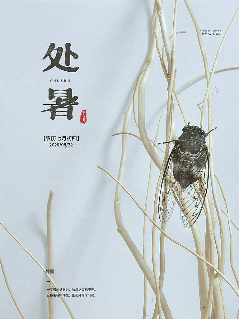 处暑节气简约大气插画海报