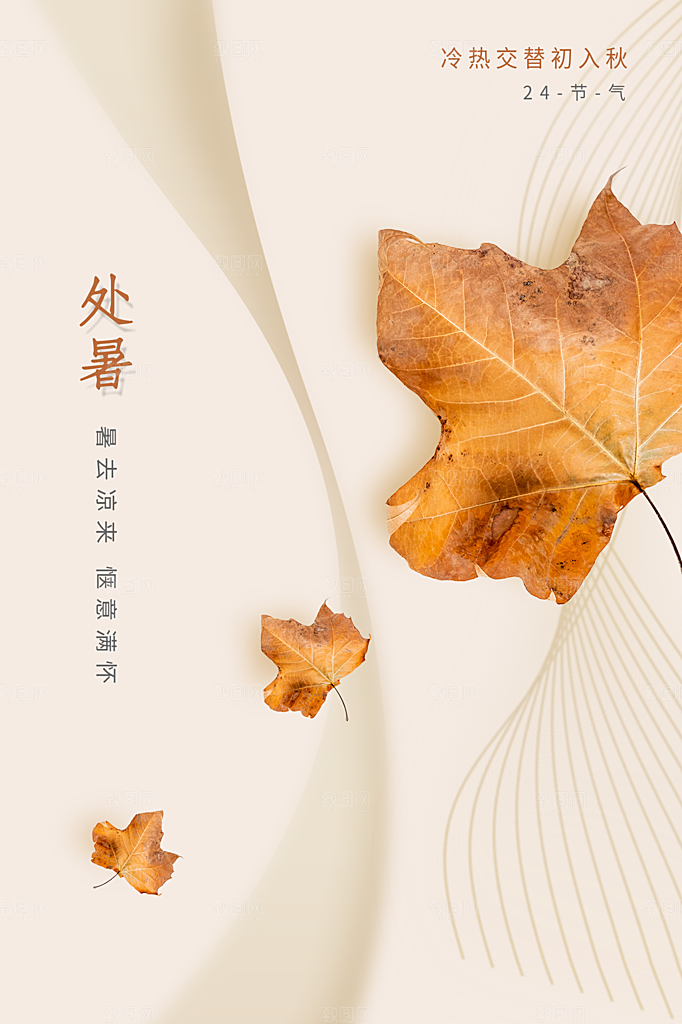 处暑节气简约大气插画海报