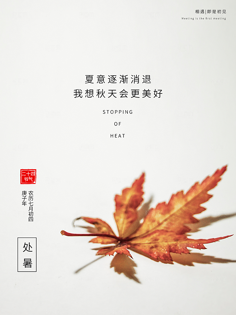 处暑节气简约大气插画海报