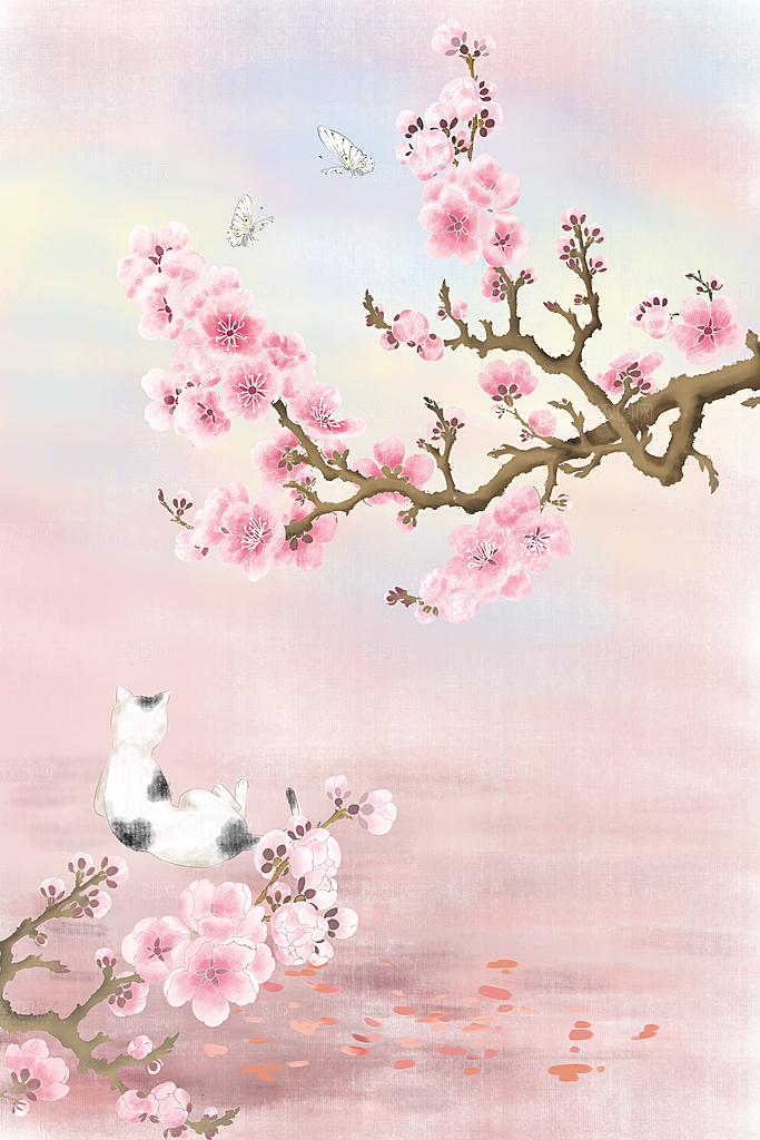 唯美花鸟手绘中国风意境海报