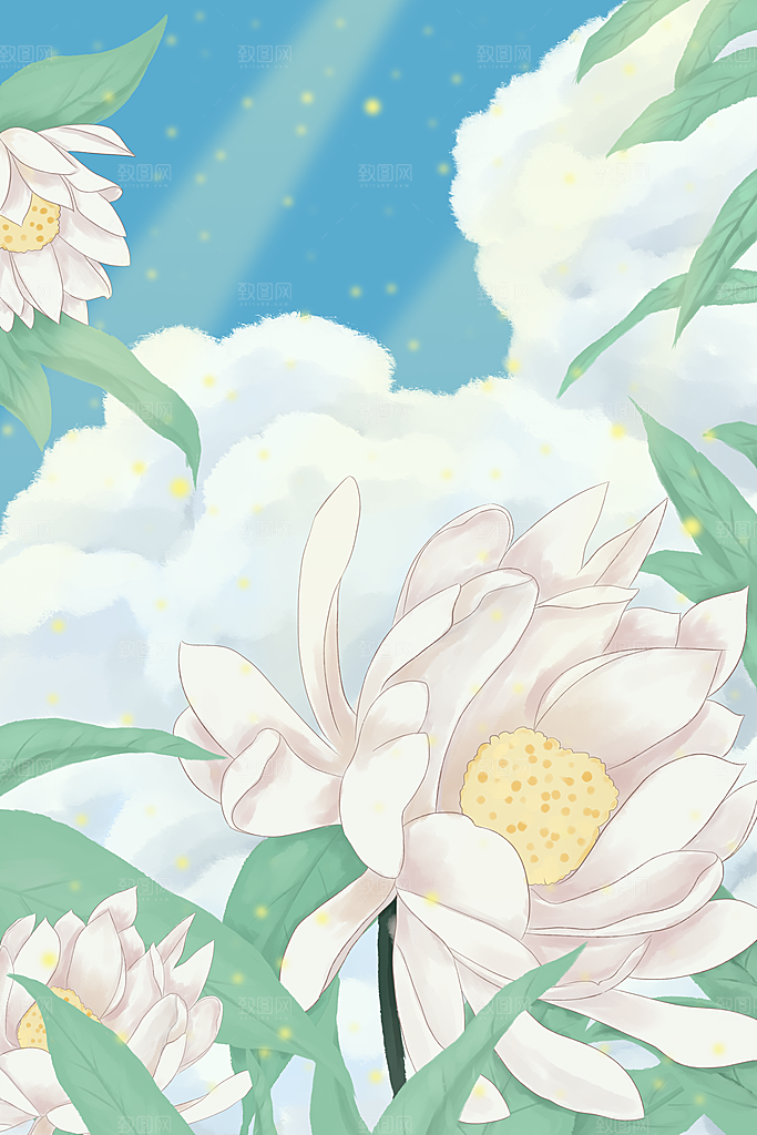 唯美花鸟手绘中国风意境海报