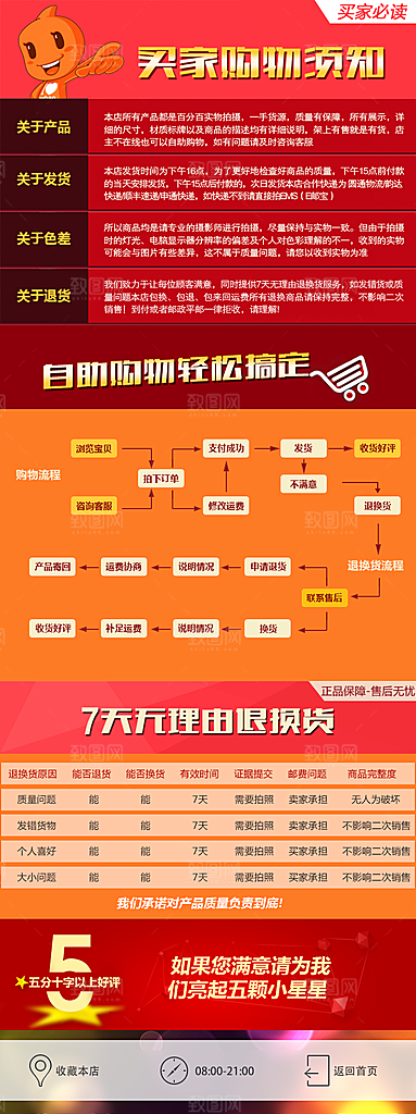 电商淘宝详情页买家须知