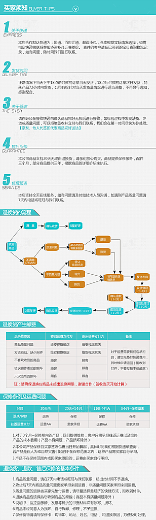 电商淘宝详情页买家须知