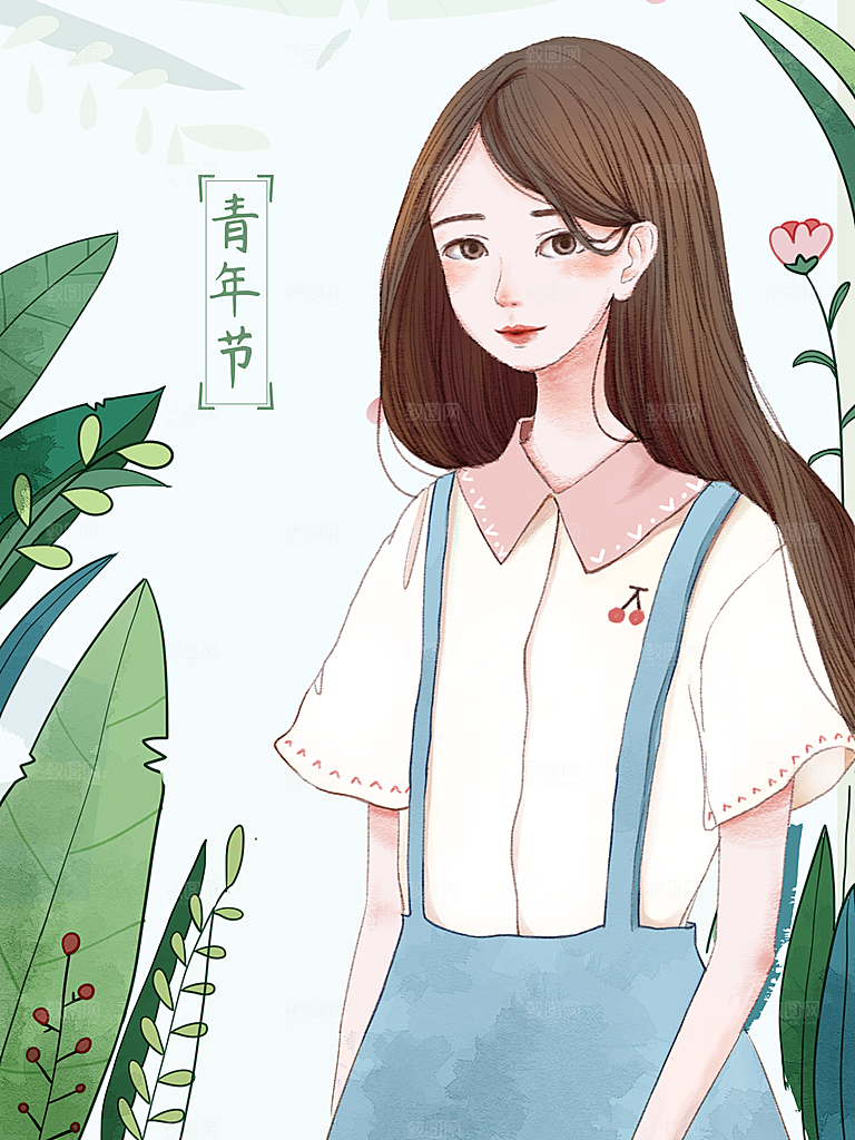 五四青年节节日插画海报