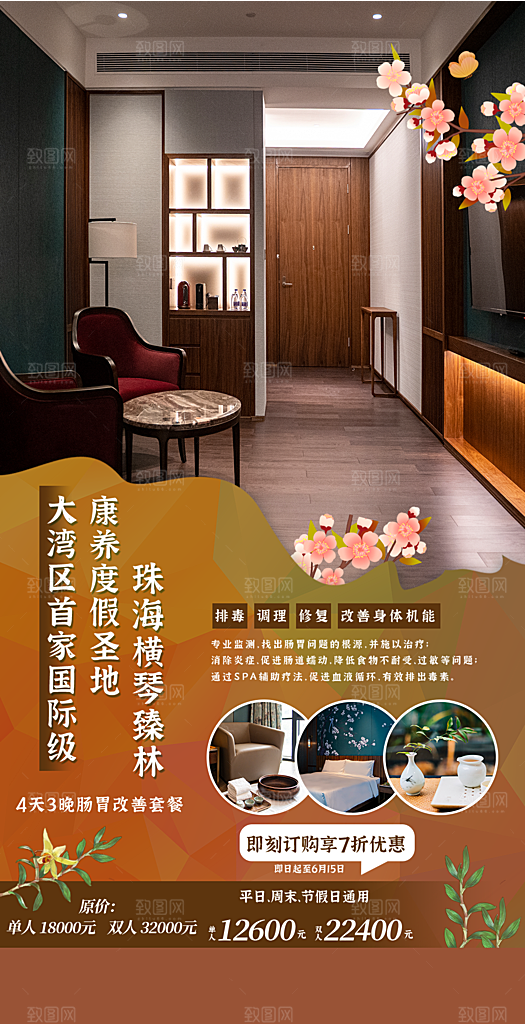 旅行旅游民宿酒店客房宣传海报
