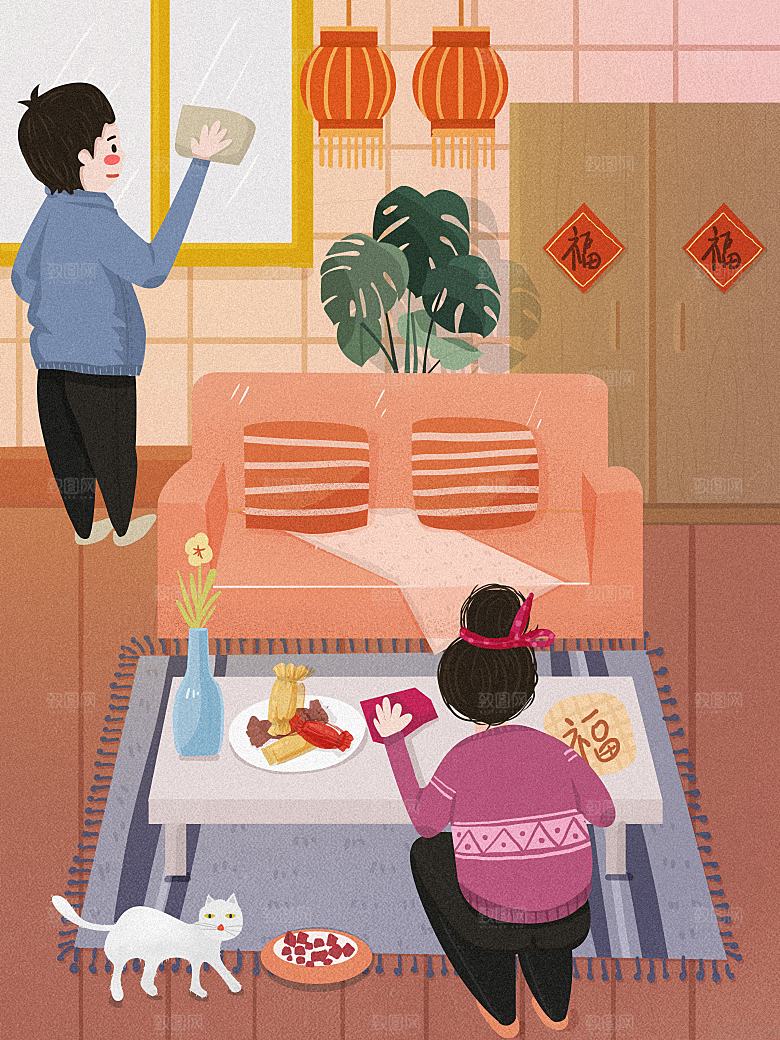 小年节日简约大气插画海报