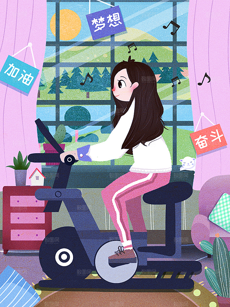 唯美学校校园开学高考加油插画海报